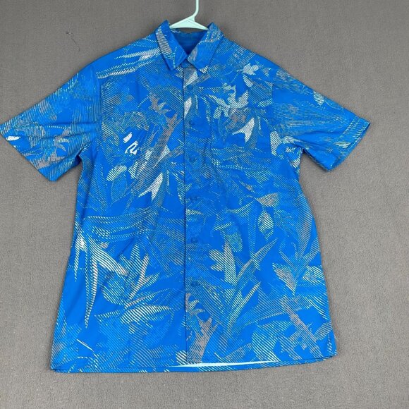 Under‎ Armour Men's Medium UA Dockside Short Sleeve Shirt Blue Tropical 1376577 - Picture 1 of 13
